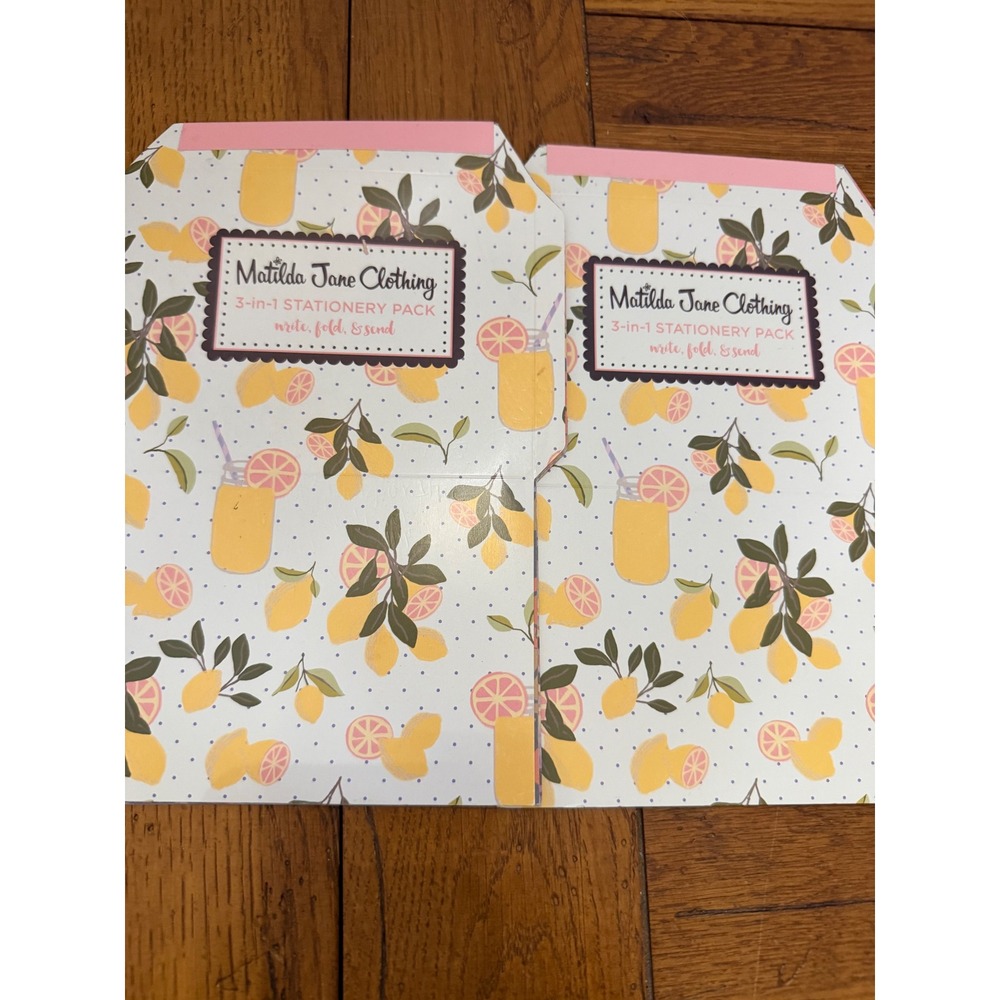 Matilda Jane Clothing 3 in‎ 1 Stationery Pack Lemon Citrus Print Foldable Notes